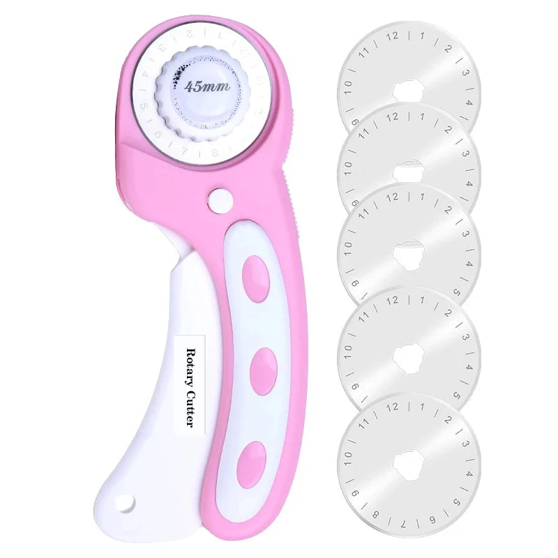 45mm Rotary Cutter with 5 Replacement Blades for Quilting and Sewing Fabric Cutting Tool Set