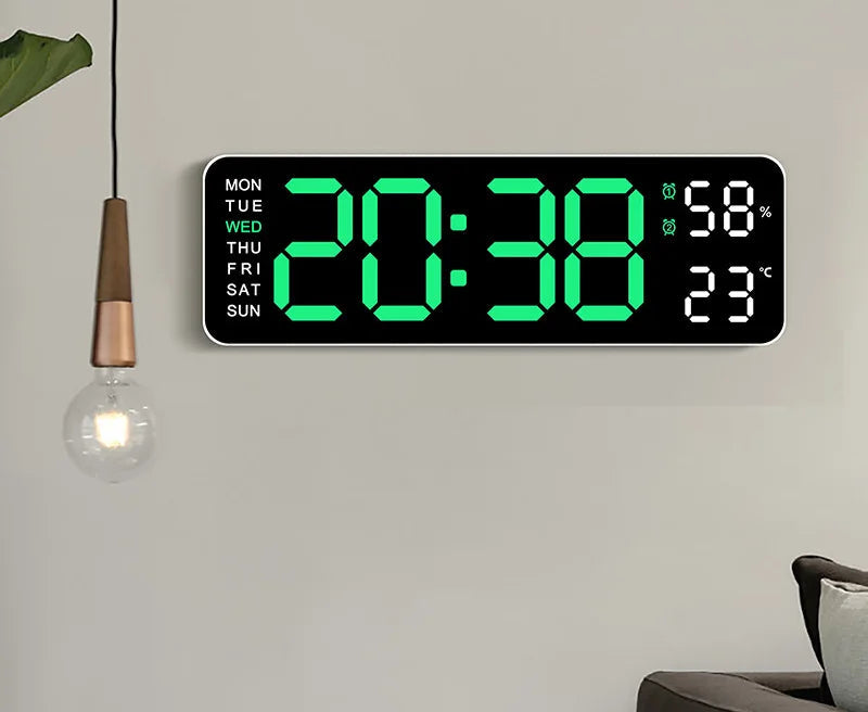 12inch Smart Mute LED Electronic Wall Clock with Thermometer