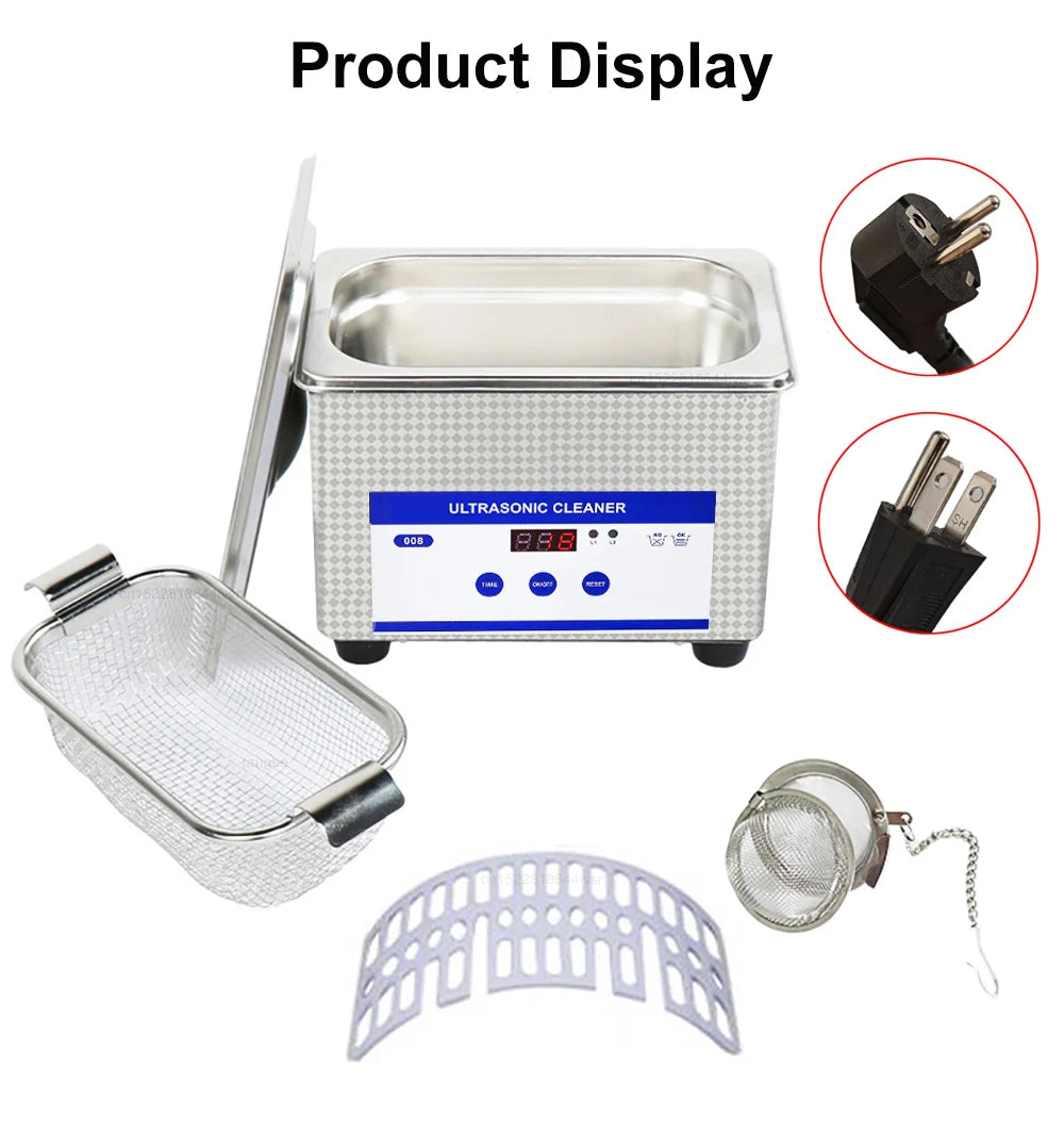 Ultrasonic Jewelry and Glasses Cleaner 40KHZ High Frequency Washing Bath with Powerful 35W Transducer for Deep Cleaning