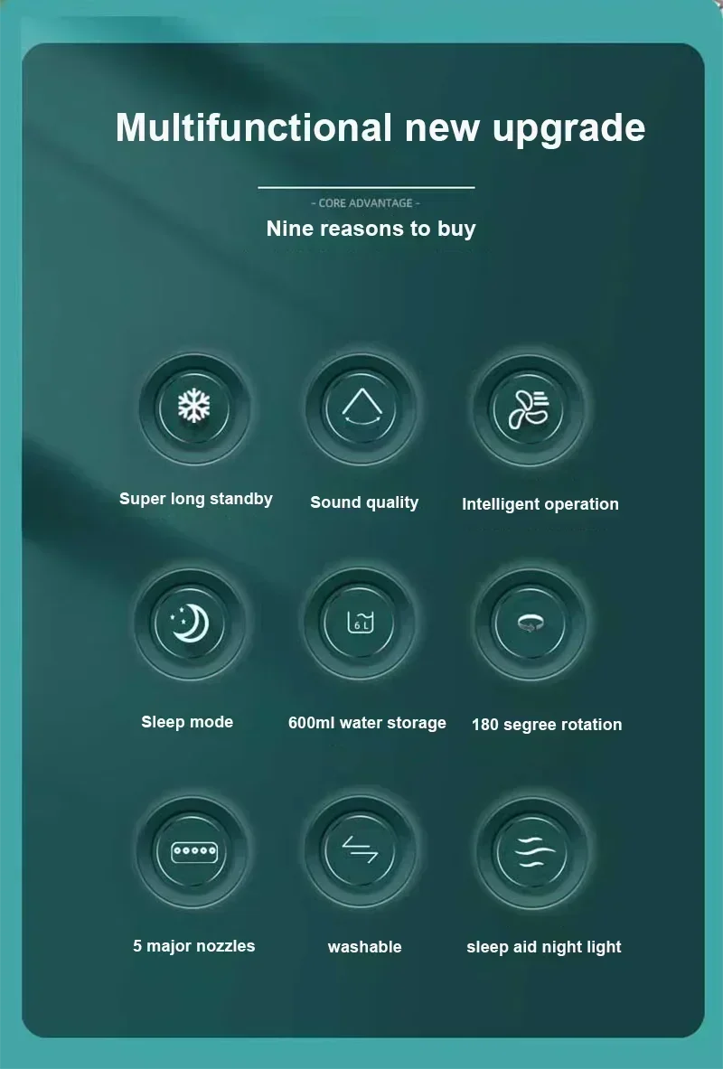 Portable Humidifier Fan 3 In 1 USB Air Conditioner LED Light