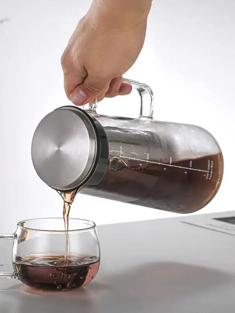 Airtight Cold Brew & Tea Infuser – 1L Glass Carafe with Removable Stainless Steel Filter