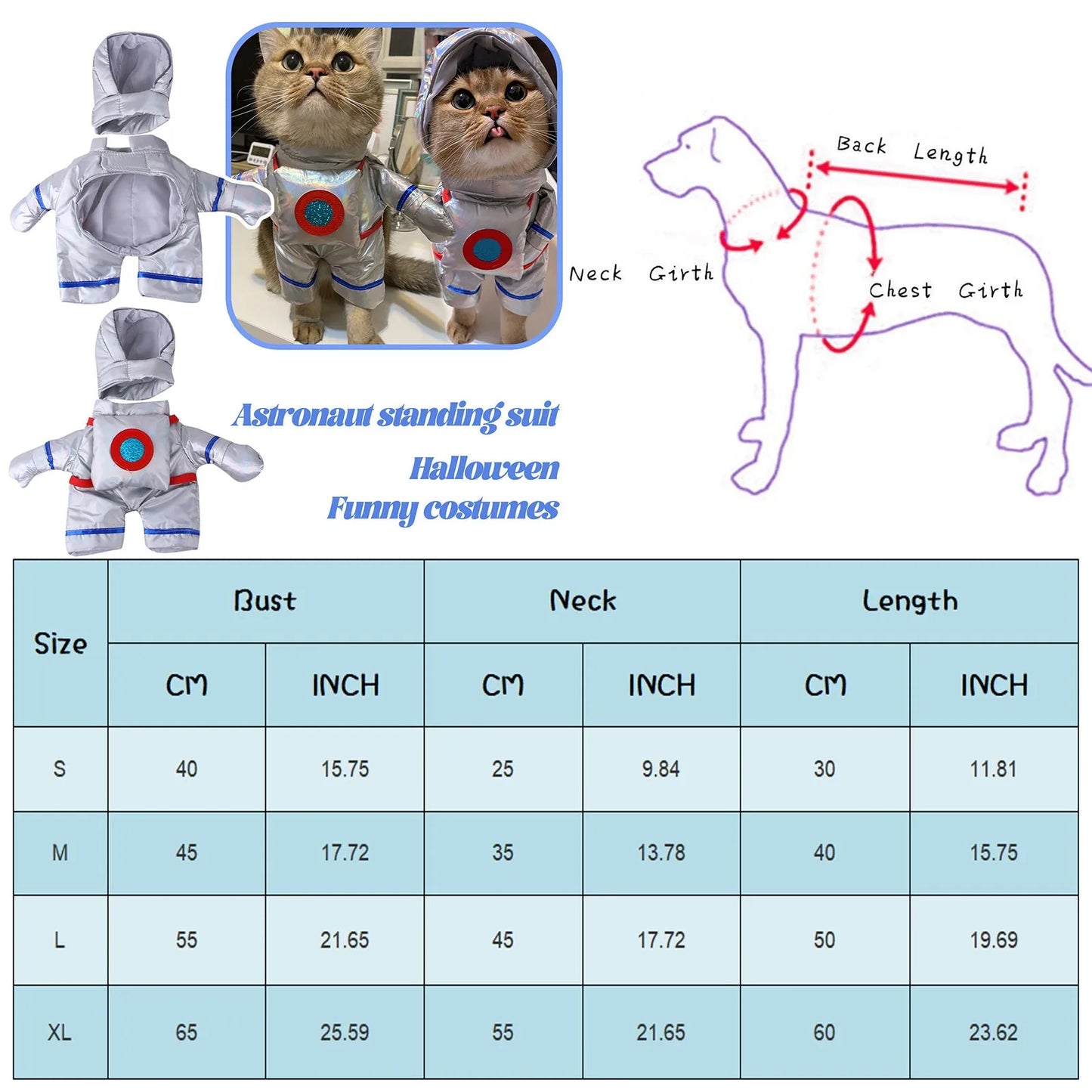 Funny Pet Clothes for Dogs Space Suit Pet Cosplay Clothing Puppy Cat Astronaut Costumes Halloween Party Dress Up Cat Dog Clothes