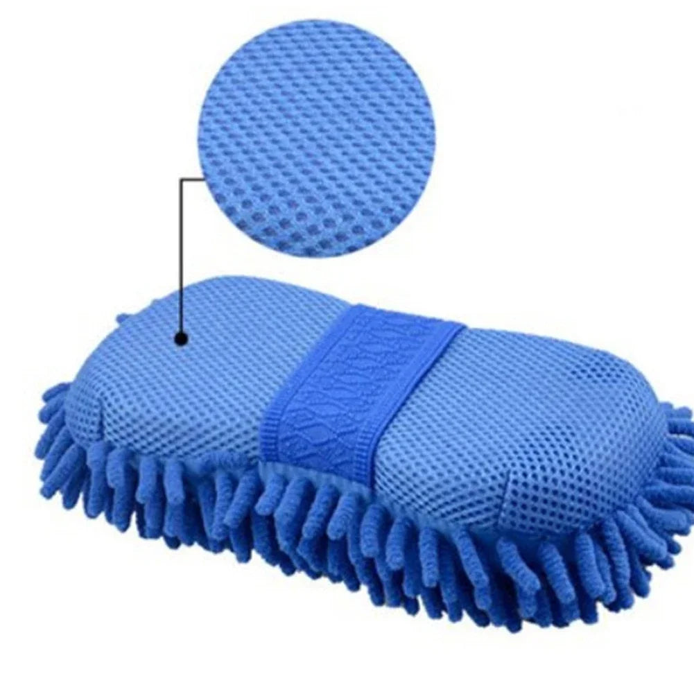 1 Pc Blue Microfiber Chenille Car Wash Sponge Cleaning Tool