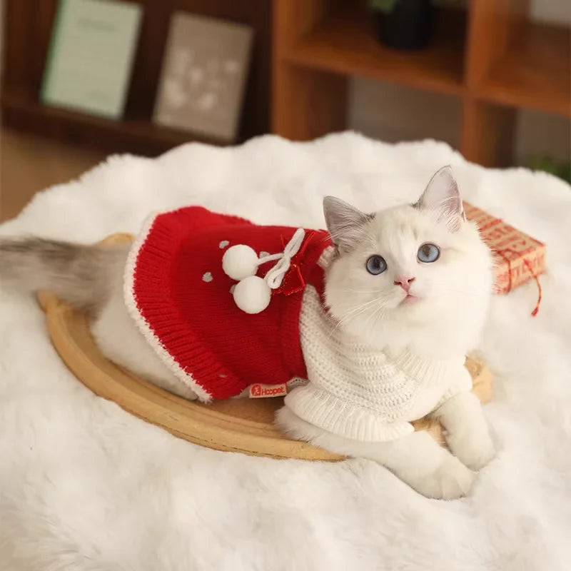 HOOPET Cat Clothes Cat Cat Muppet Autumn and Winter Devon Christmas's Sweater Pet Winter Kitten Warm Winter Anti-shedding