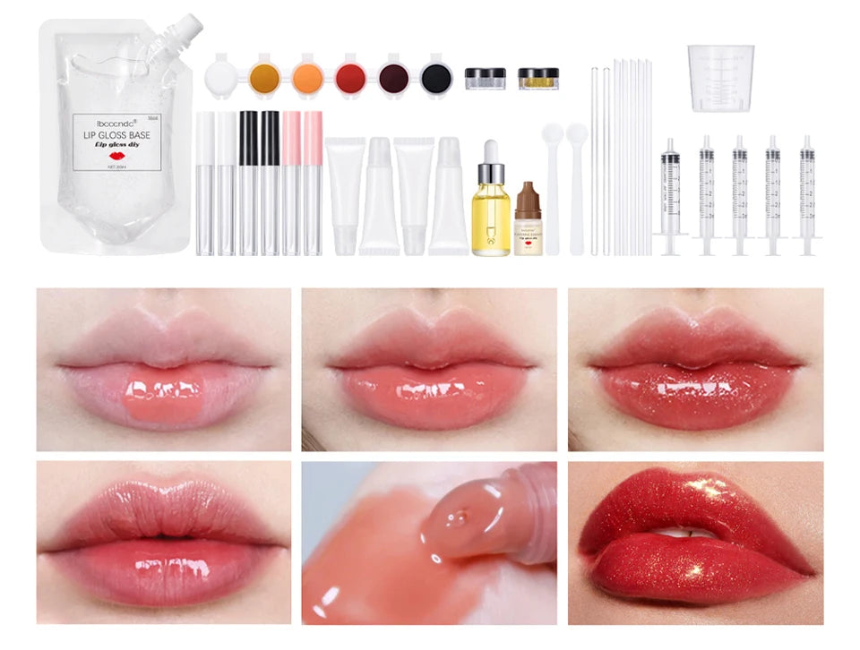 DIY Lip Gloss Making Kit for Moisturizing Shiny Glittery Lip Tints and Glaze Handmade Cosmetic Supplies