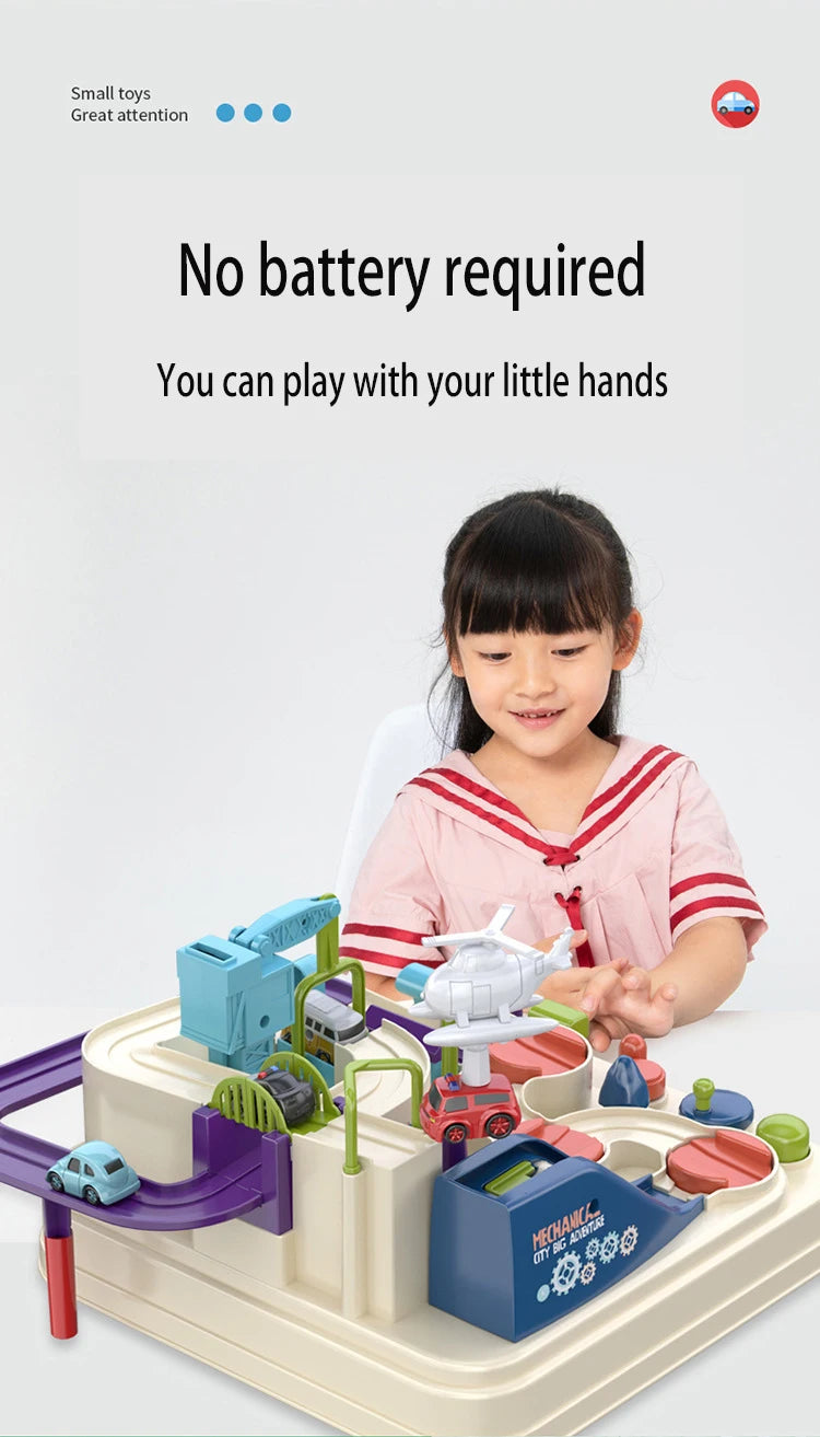 Racing Rail Car Model Educational Toy Set with Interactive Train Tracks for Children Adventure Game