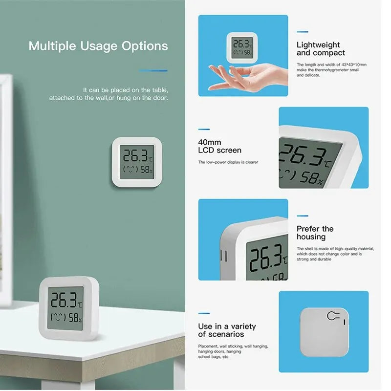 Sensor de temperatura y humedad inalámbrico Tuya Smart MINI con pantalla LCD, termómetro e higrómetro, aplicación remota para hogares inteligentes