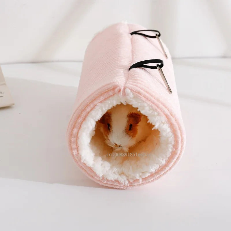 Hamster Tunnel Hammock for Small Animals Warm Squirrel Hedgehog Rabbit Chinchilla Bed Cage Plush House Nest Hamster Accessories