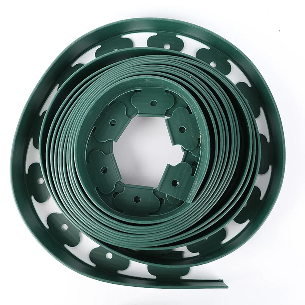 10M Plastic Garden Edging Border Kit with 30 Anchoring Spikes for Easy Installation and Durable Landscape Design