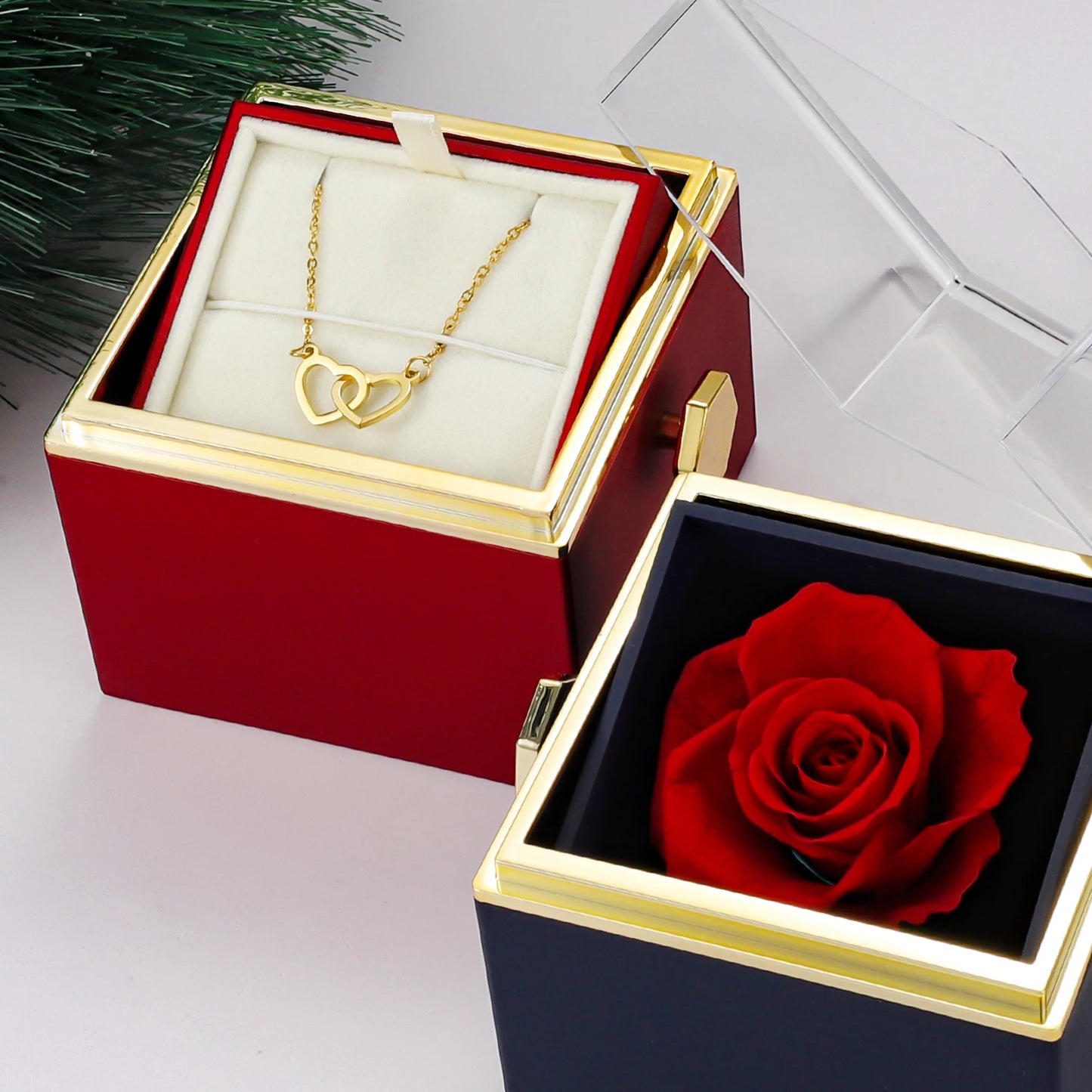 Eternal Rose Box With Heart Necklace For Mom Mother's Day Gift