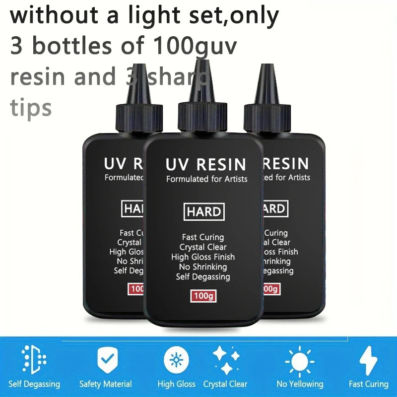 Crystal Clear Hard UV Resin Upgraded Formula Fast Curing Transparent Resin for Jewelry Making and Crafts