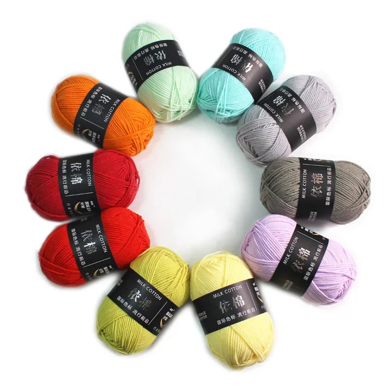 Likeecords 4-Strand Milk Cotton Yarn 60g Soft Baby Yarn for Knitting and Crochet