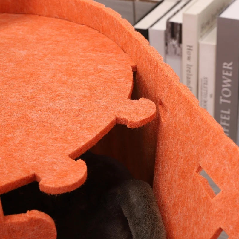 Carrot Cat Nest Semi-enclosed Large Space Felt Kitten Beds Wear-resistant Cat House Hiding Cave Pet Cat Bed