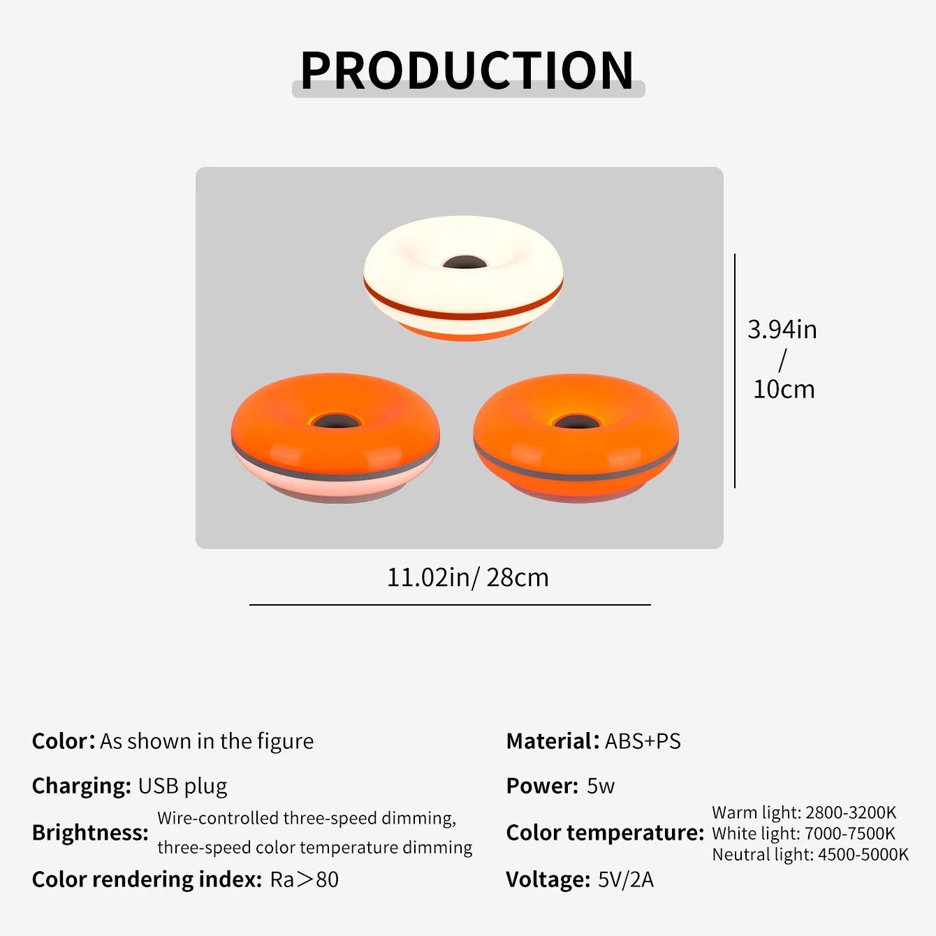 Bauhaus Table Lamp with USB Plug Modern Bedroom and Living Room Decorative Donut Ambient Light
