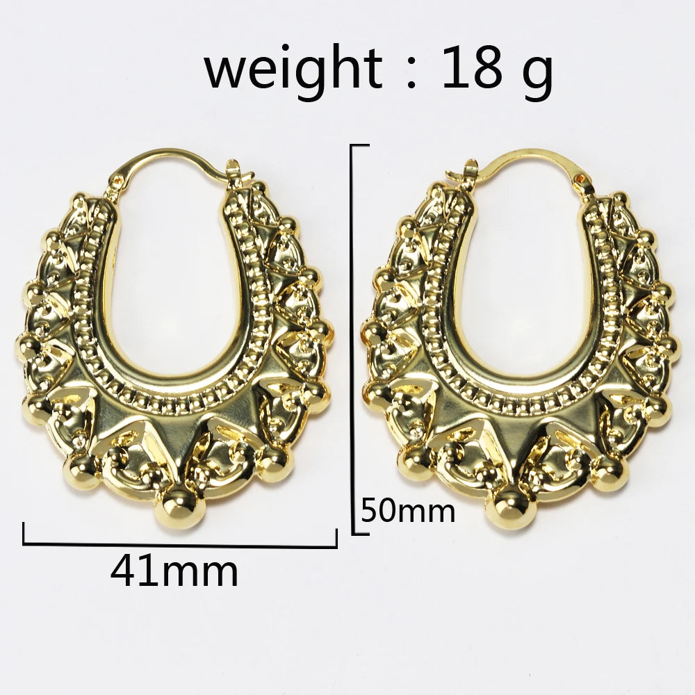 Luxury Quality Vintage Non Tarnish Womens Earrings 18K Gold Plated Hypoallergenic Waterproof Fashion Hoop Spikes Beads