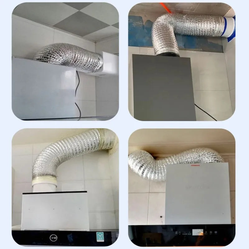 Tubo de ventilación de aluminio encriptado de 80/100/120/150/200 mm Tubo de humo escalable Salida de cocina Manguera de ventilador de escape de baño