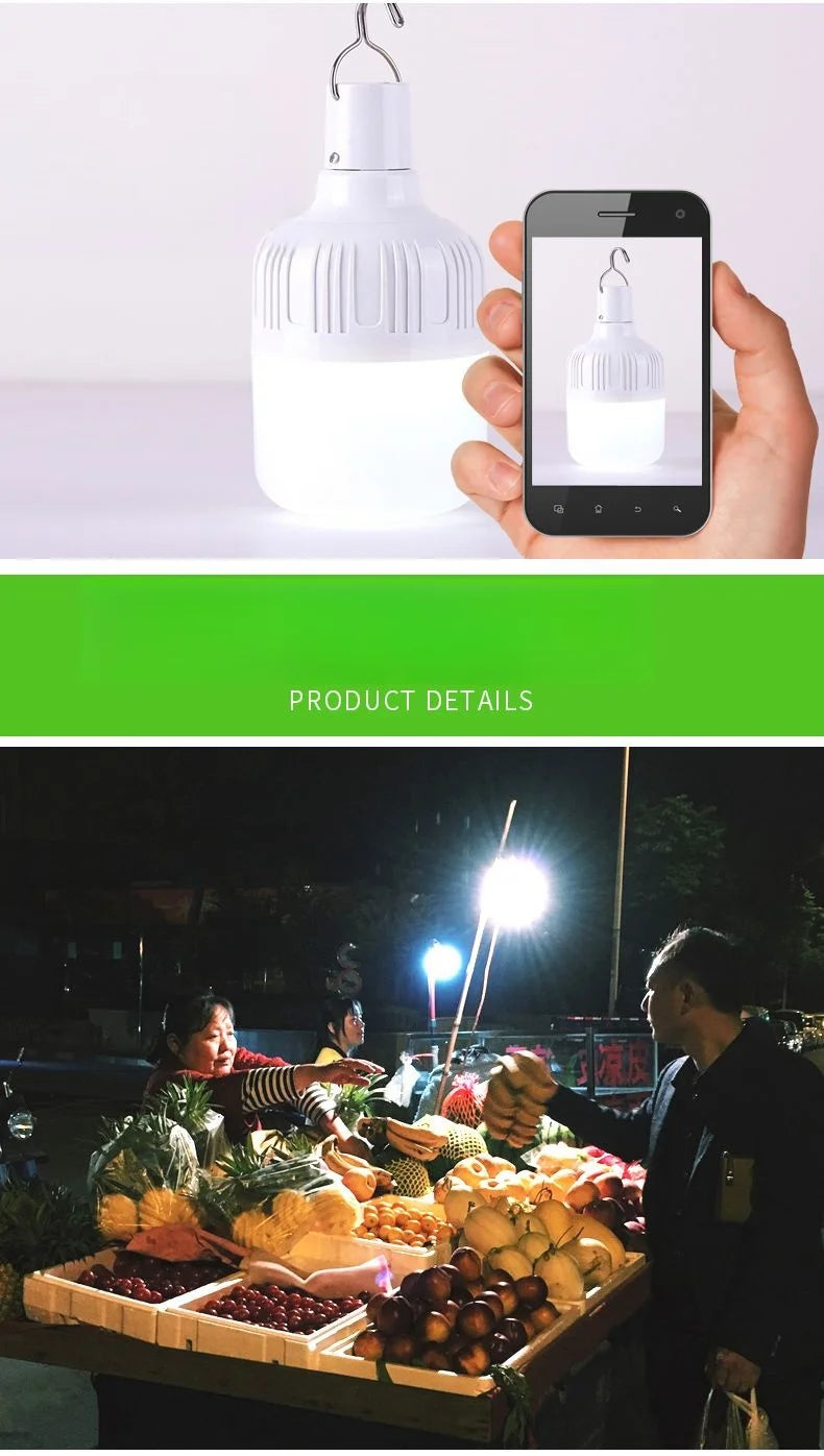 2pcs Rechargeable LED Emergency Portable Lights for Camping