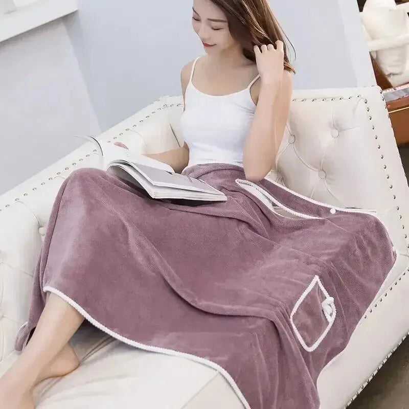 Womens Bath Towels Girls Wearable 140x85 Fast Drying Bathrobe