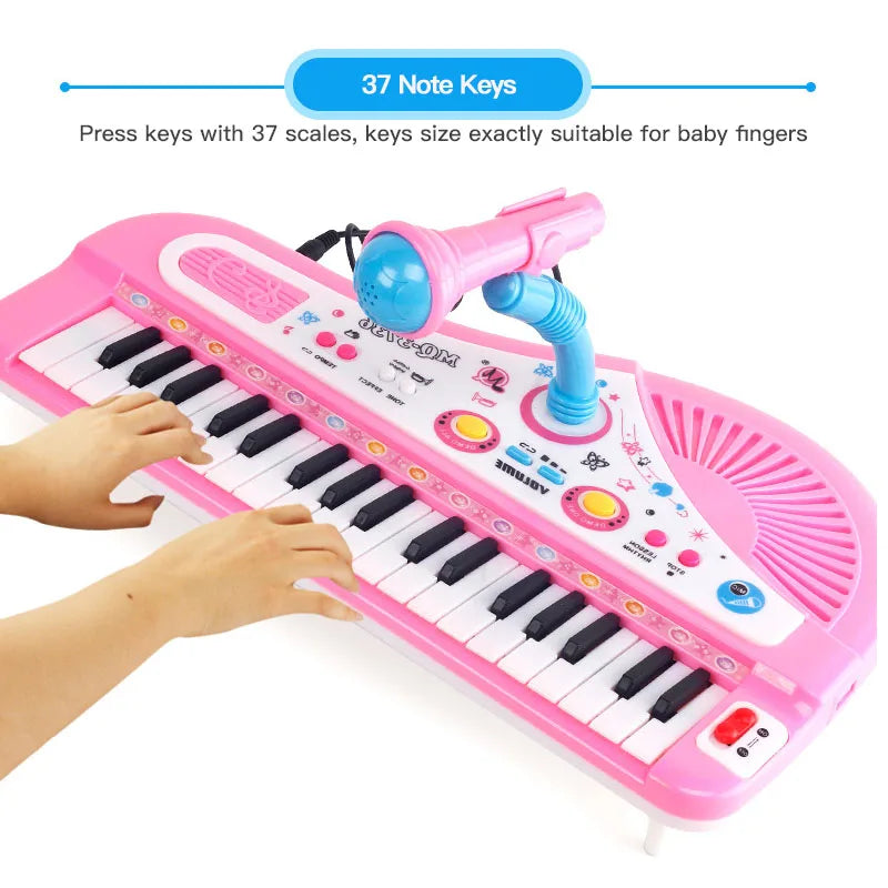 Chriyungel Kids Electronic Piano Keyboard with Microphone 61 Keys or 37 Keys Musical Instrument Toy for Beginner Children