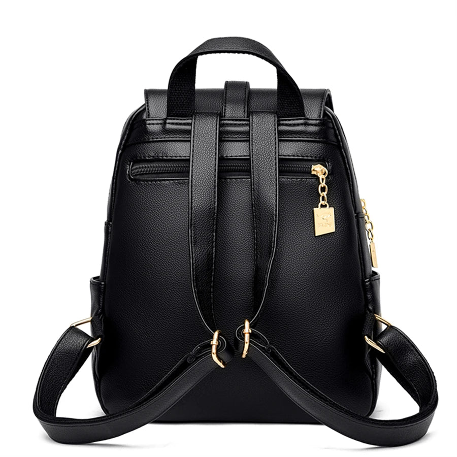 Luxury Women Leather Backpacks for Girls Casual Daypack