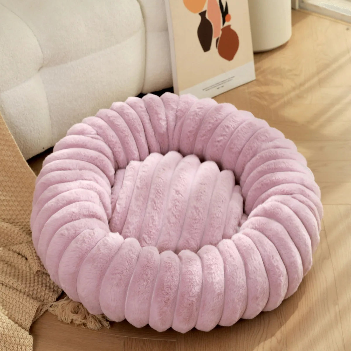 Round Pet Bed for Large Dog, Winter Warm Cat Sofa Bed Washable Large Dog Bed All Seasons Available