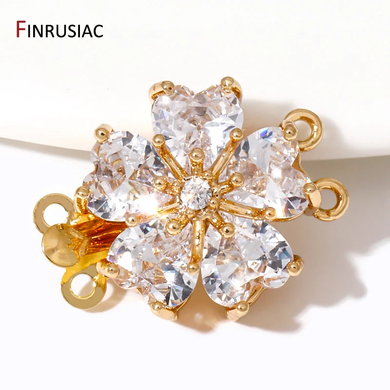 Multi Styles 18K Gold Plated Brass Flower Safety Clasps for DIY Jewelry