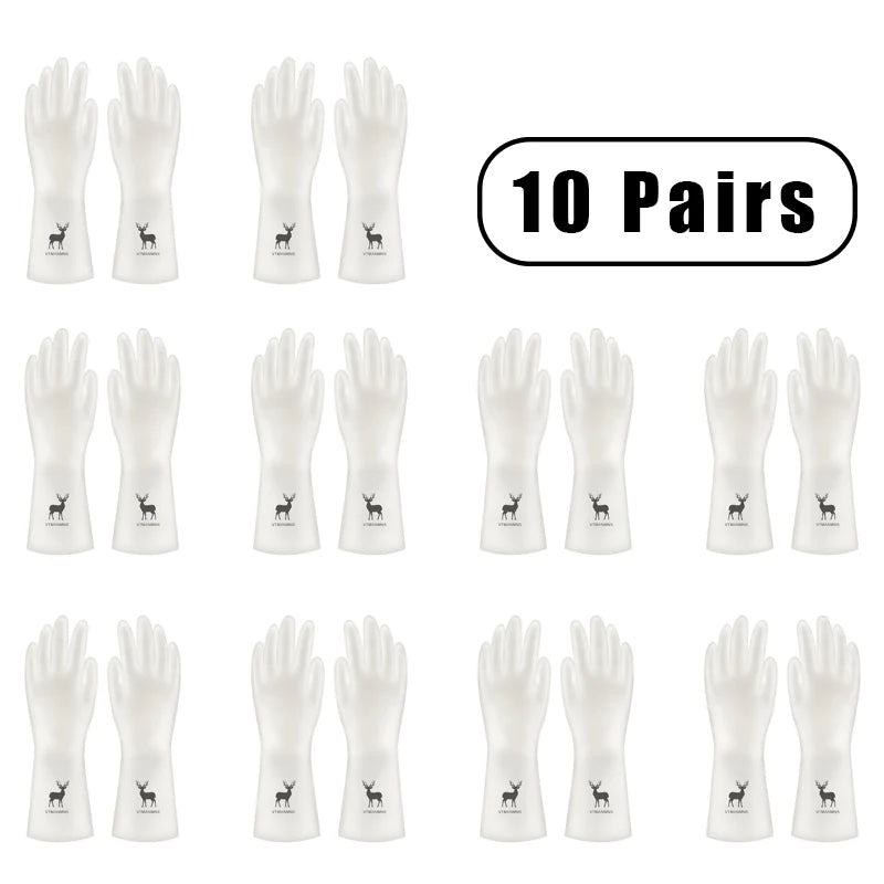 10 Pairs Waterproof PVC Cleaning Gloves for Household Tasks Durable Non-Slip Latex Material for Dishwashing Laundry and General Cleaning