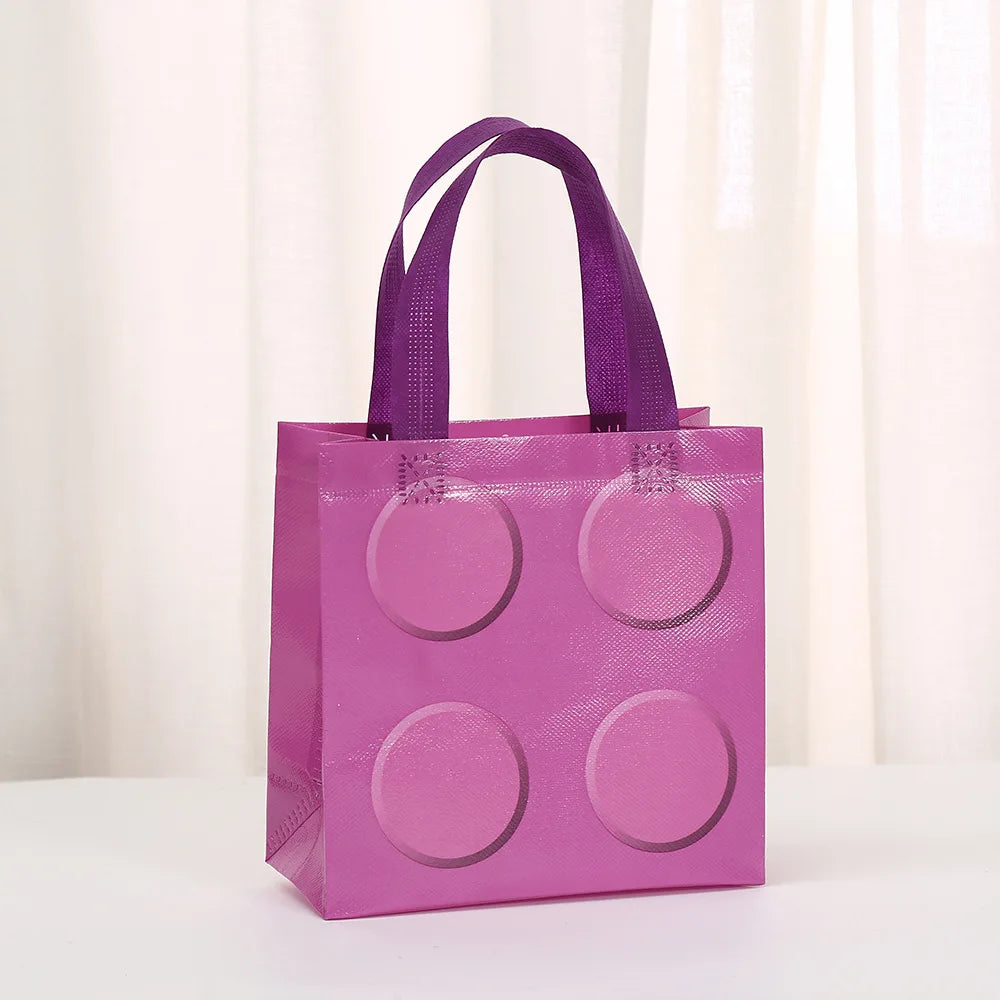 Colorful Building Block-Themed Non-Woven Gift Bags for Kids Birthday Parties and Children's Day Supplies - 12 or 30 Pieces