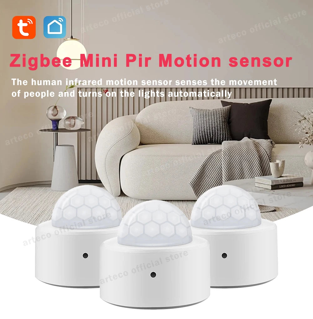 Sensor de movimiento humano Tuya Zigbee Smart Home Mini sensor de movimiento PIR Detector infrarrojo Seguridad Smart Life Funciona con Alexa Gateway