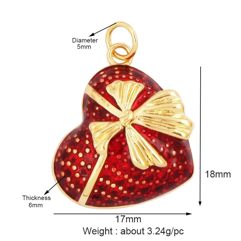 New Sacred Red Heart Charm Pendant 18K Gold Plated Zircon