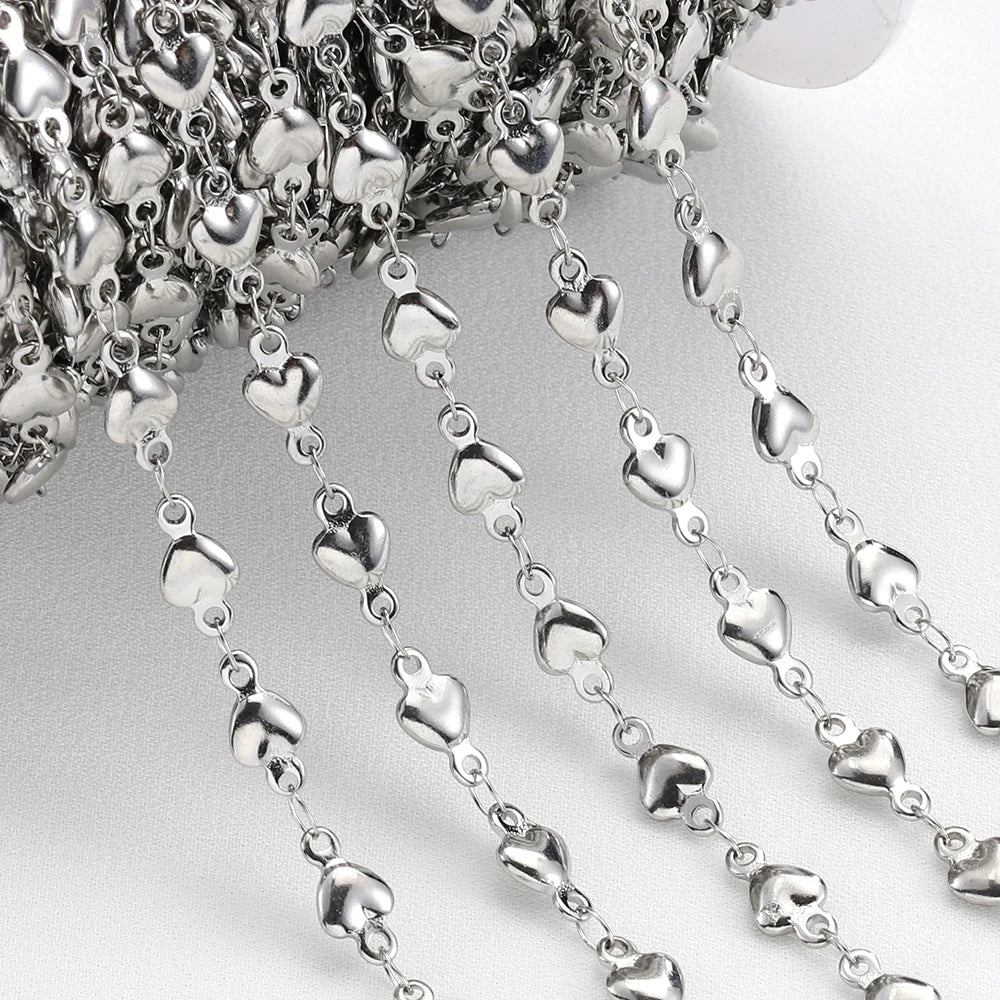 1Meter Stainless Steel Gold Love Heart Link Chain DIY Jewelry
