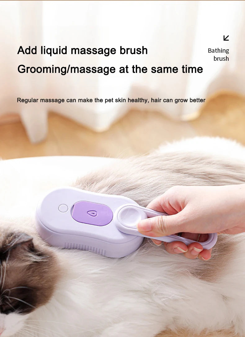 3 in 1 Pet Electric Steam Brush Cat Dog Grooming Comb