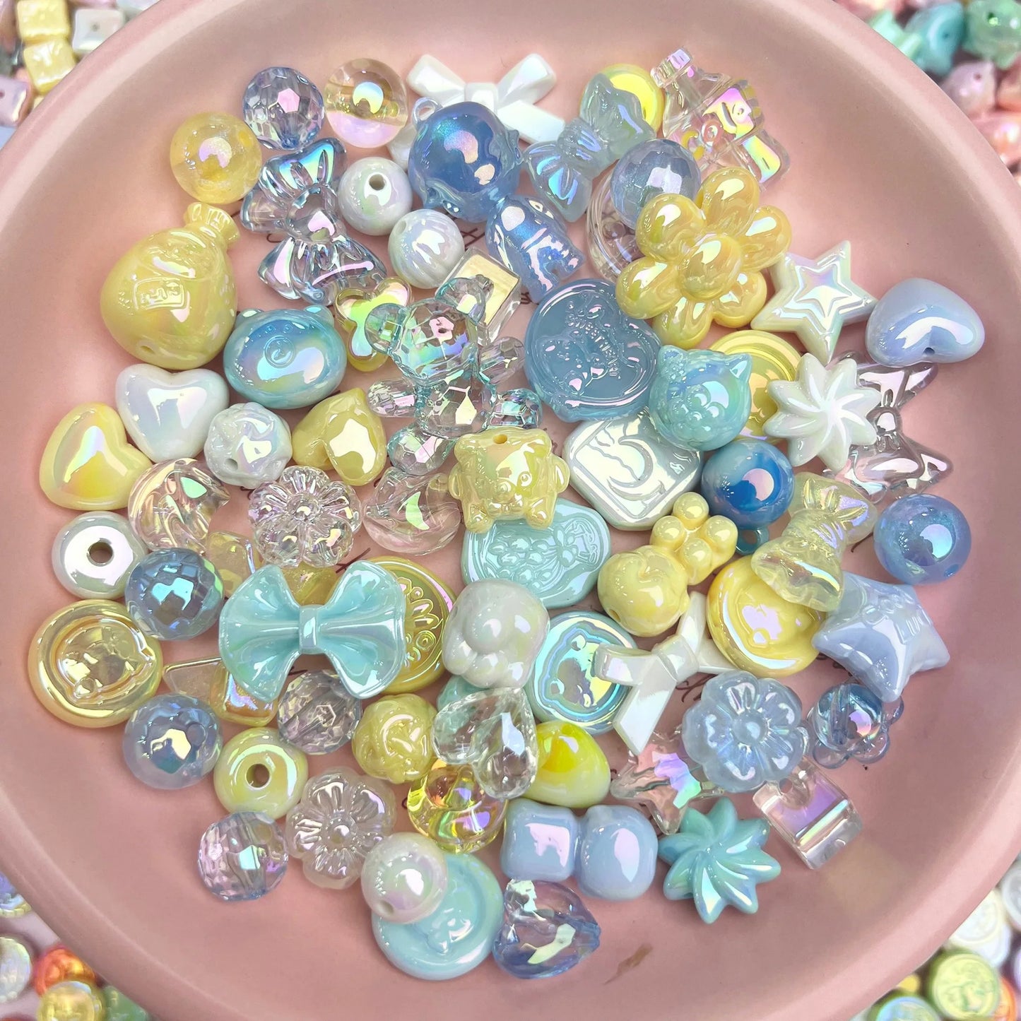 20g Y2K Mixed Bowknot Flower Heart Acrylic Cute Beads for DIY Jewelry Craft