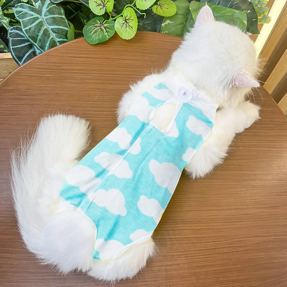 Animal Print Cat Anti-lick Sterilization Suit Pure Cotton Pet Vest Clothes for Puppy Cat Weaning Suit Surgery Recovery Clothing