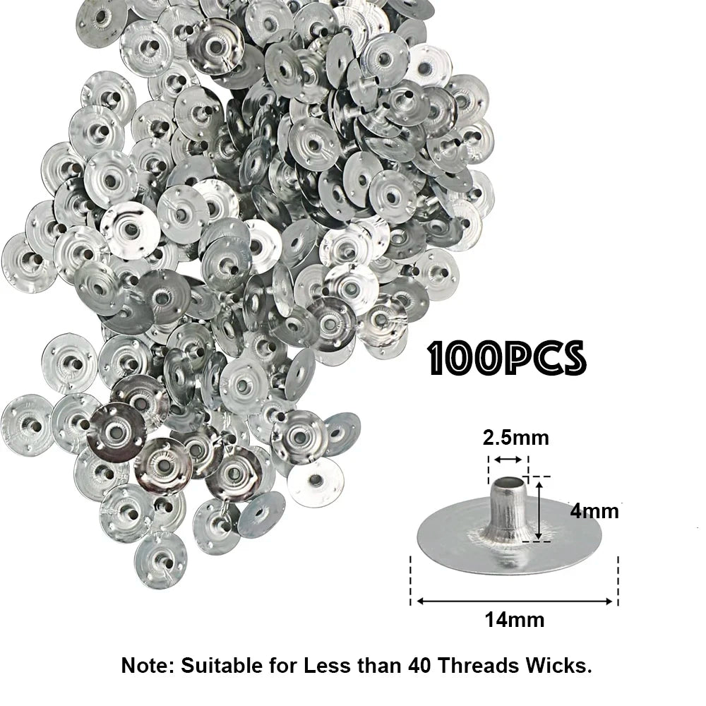 100PCS Candle Wick Tabs Metal Base for DIY Candle Making
