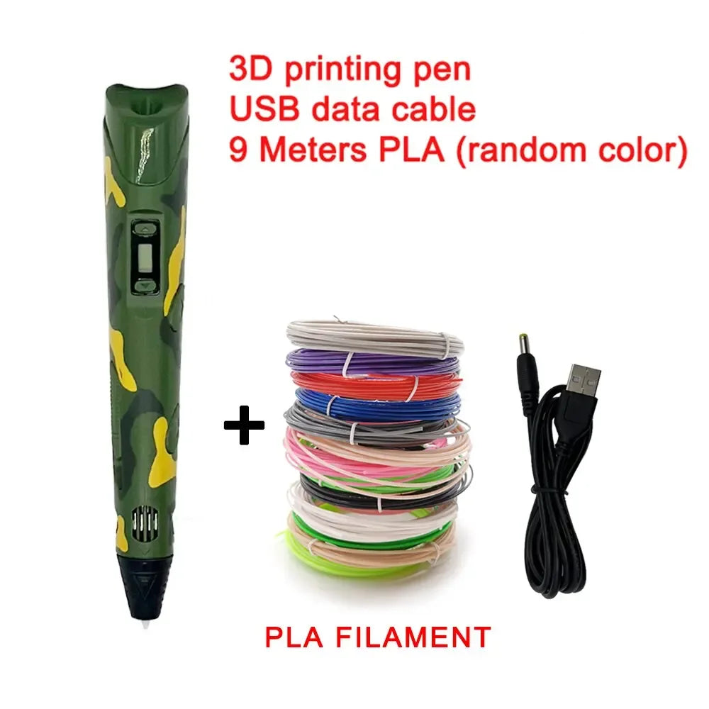 USB 3D Printing Pen Drawing 9M PLA Children's 3D Graffiti Drawing Pen Toy Smart Gift DIY Art Tool Birthday Christmas Gift