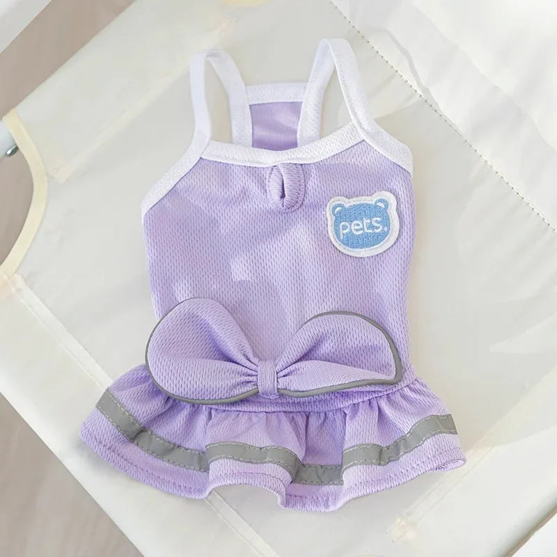 Fashion Bow Summer Pet Clothes Swimsuit Cat Transformation Outfit Swimming Cap Dog Skirt Bikini Dog Vest Swimsuit Puppy Clothing