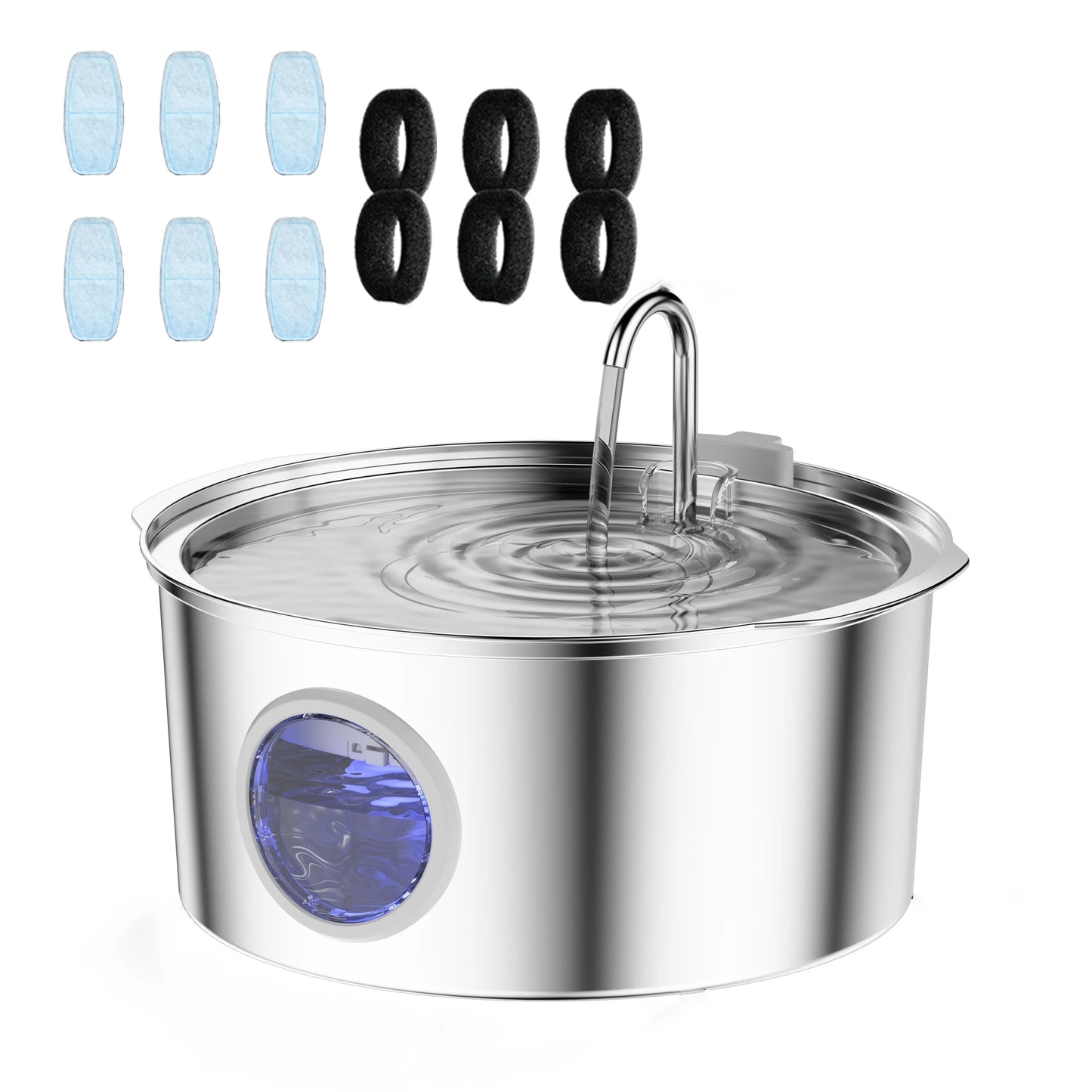 7L Large Capacity Stainless Steel Automatic Pet Water Fountain for Cats and Dogs with Silent Operation and Filtered Fresh Water