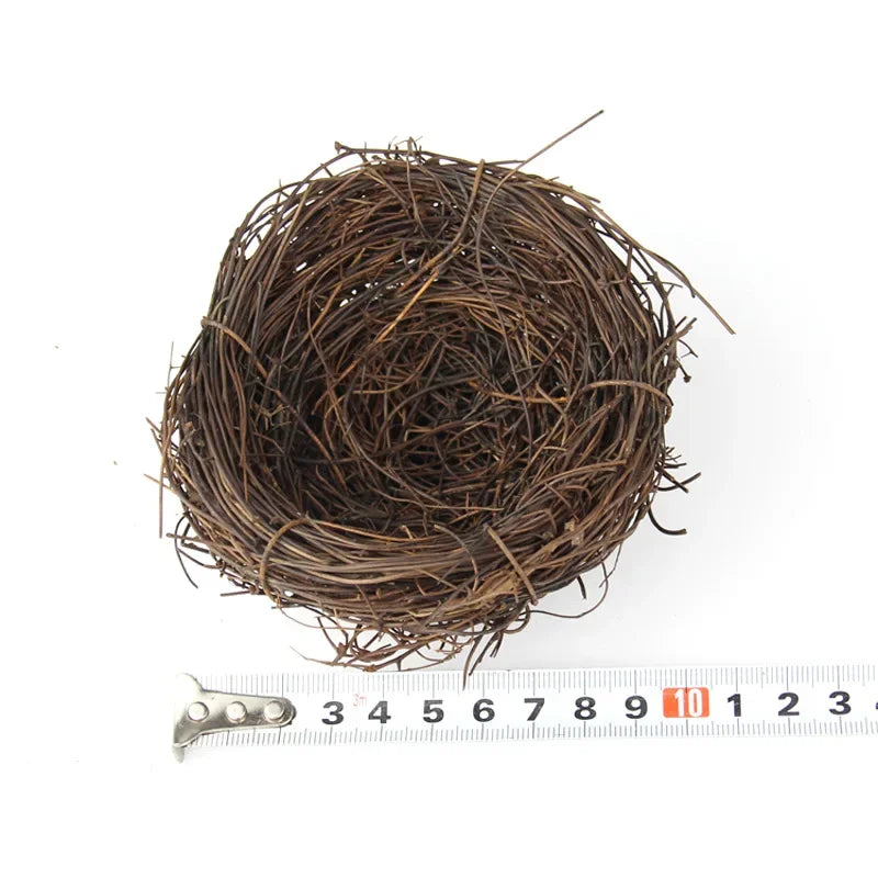 Round Rattan Bird Nest Easter Handmade DIY Craft Vine Simulation Bird Nest Egg Decor Props Home Garden Window bird house
