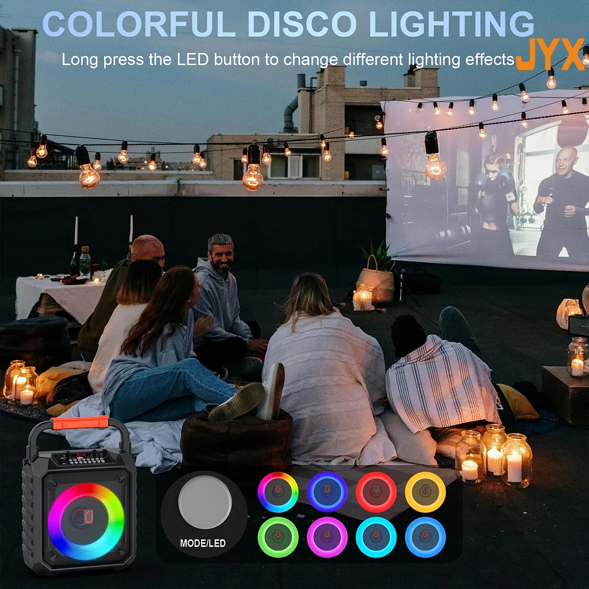 T17 Karaoke Machine with 2 Wireless Microphones Portable Bluetooth Speaker and RGB Colorful Lights