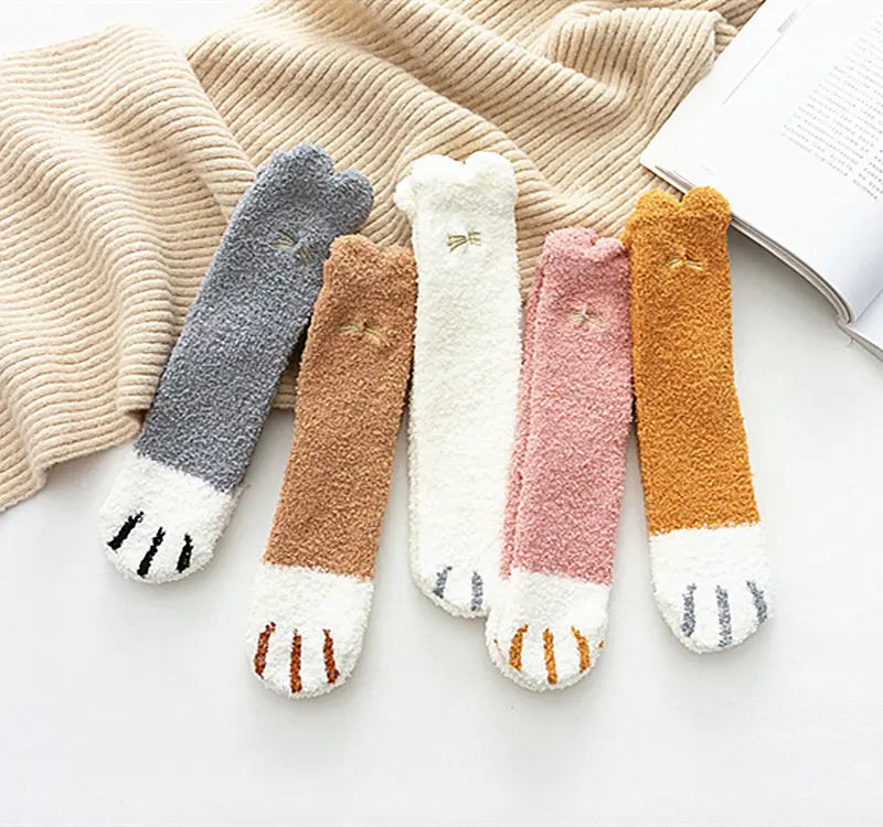 Socks Women Thicken Warm Cute Cat Paw Colorful Winter Sox