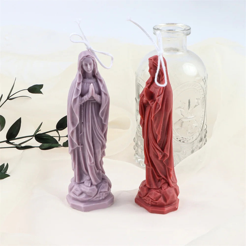 Religious Blessed Virgin Mary Candle Silicone Mold for Crafts