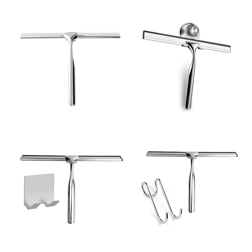 Stainless Steel Shower Squeegee and Glass Wiper Cleaner for Spotless Bathroom Mirrors and Windows