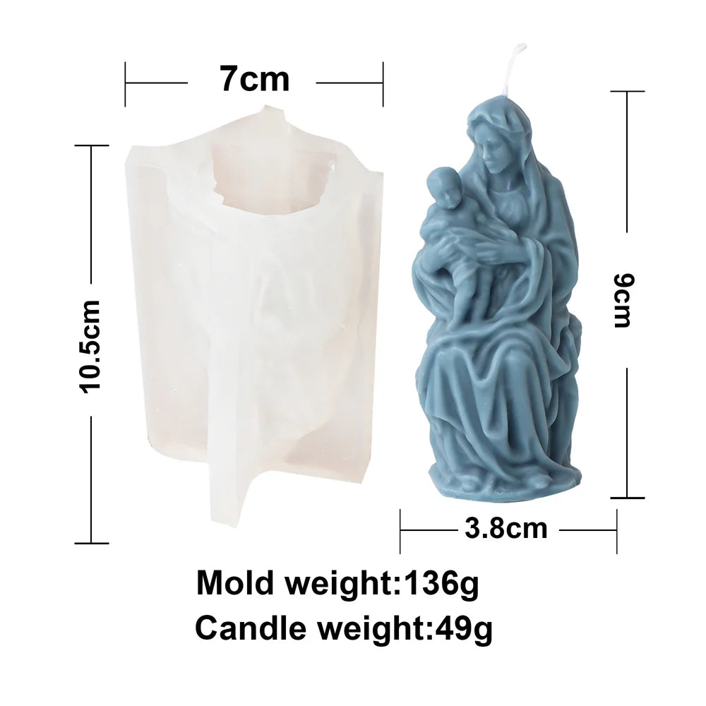 Religious Blessed Virgin Mary Candle Silicone Mold for Crafts