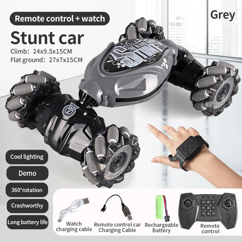2.4G 4WD Remote control car with Watch Music 360° rotation twist Stunt High Speed drift climbing toy car Children's holiday gift