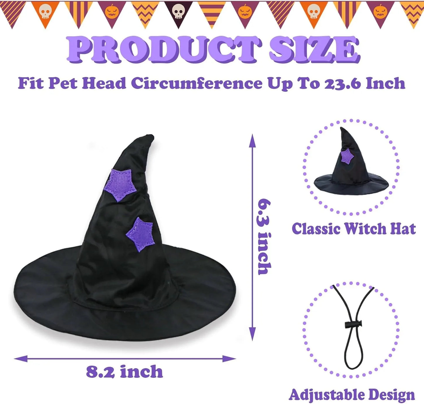 Dog Halloween Costumes, Dog Witch Costume Halloween Dog Witch Cloak Cape Wizard Hat for Small Medium Large Dogs Pets