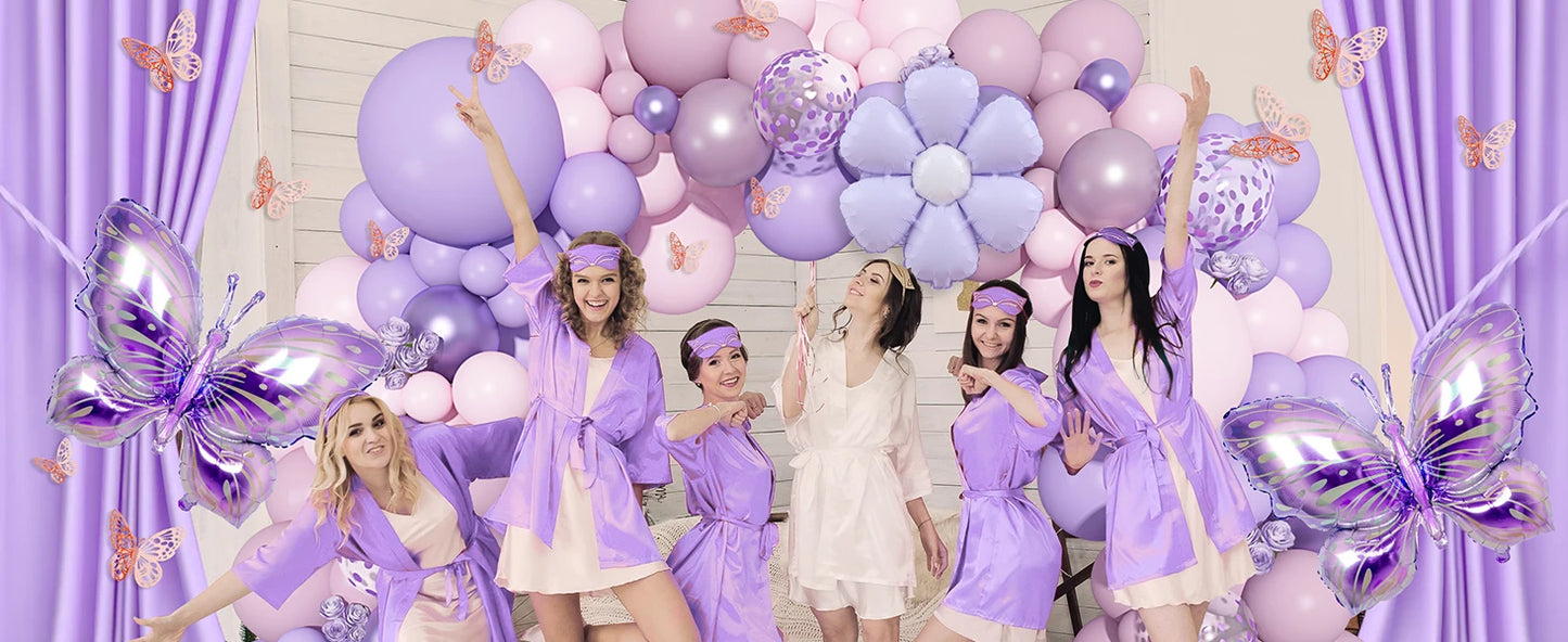 Pink and Purple Butterfly Balloon Arch Garland Kit for Baby Showers Weddings Girls Birthday Parties and Bachelorette Celebrations
