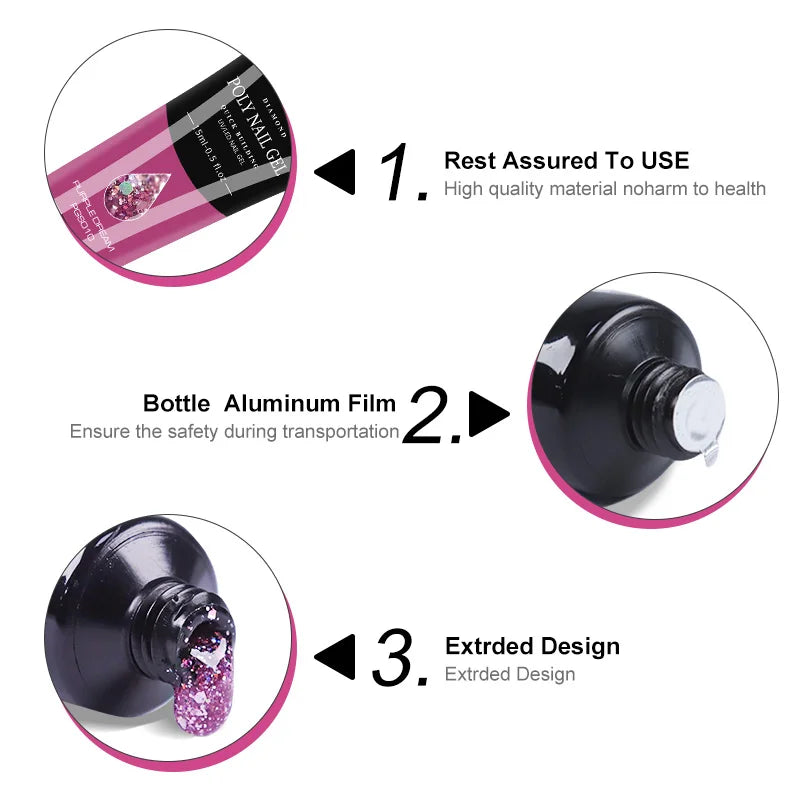 LIMEGIRL 15ml Nail Extension Gel Set with UV LED Light