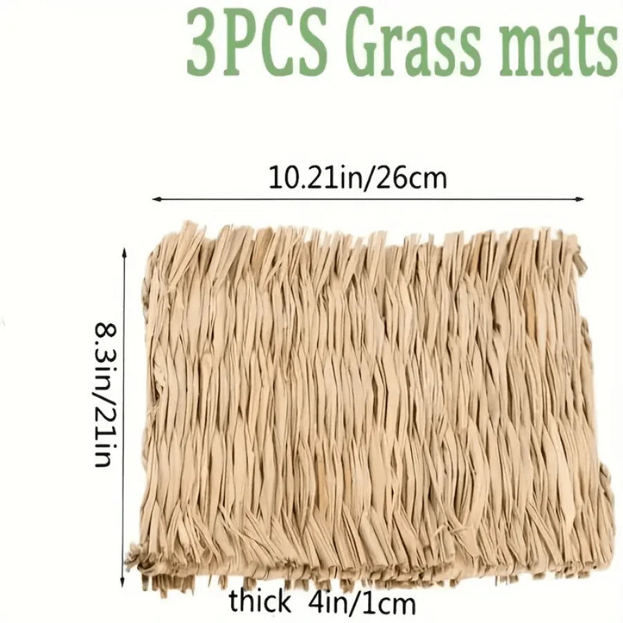 Handmade Woven Rabbit Grass Mat, Hamster Piggy Guinea Pig Hutch Pad, Rabbit Grass Nest, Pet Weaving Bed Mat And Chew Toy