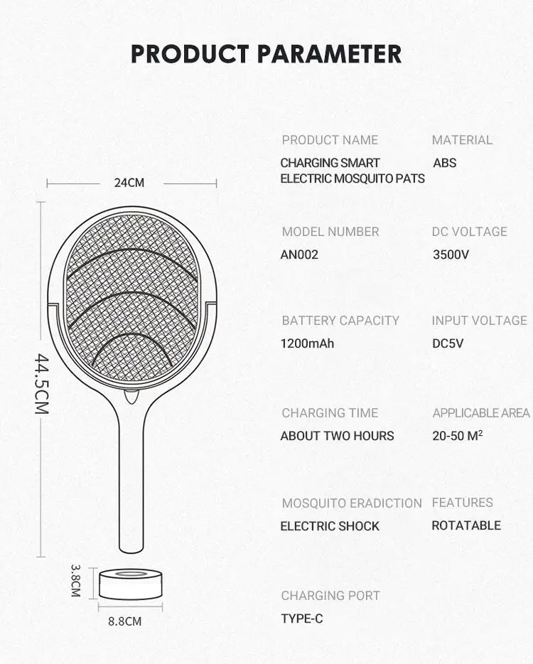 5 In 1 Fast Charging Electric Mosquito Swatter Lamp